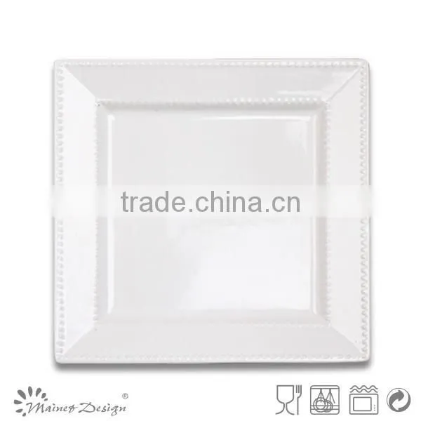Embossed White Square White Square Dinner Set photo-3