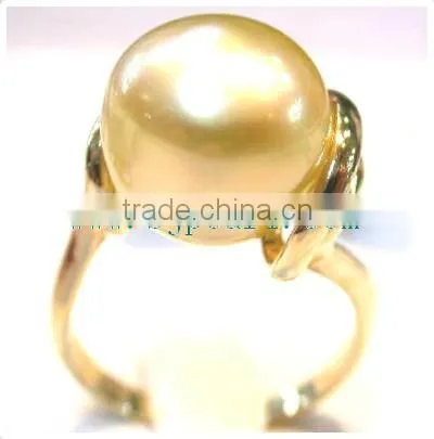 Fashion Design Golden South Sea Pearl and Gold Ring photo-2