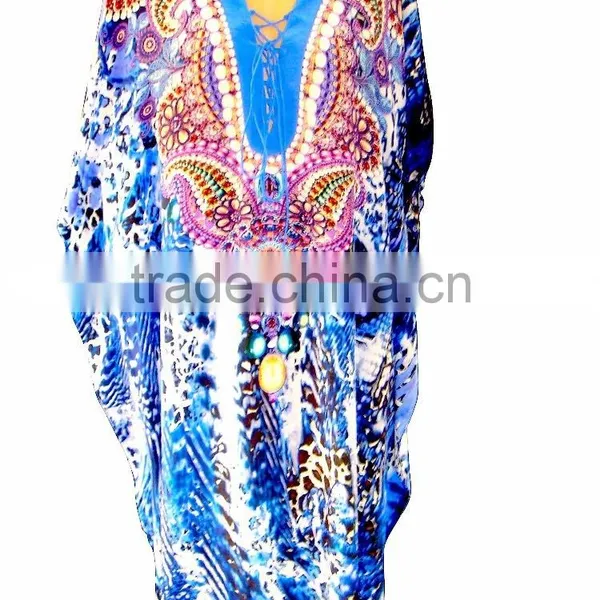 Beautiful Resort Beach Wear Draw String Neck Long Kaftan