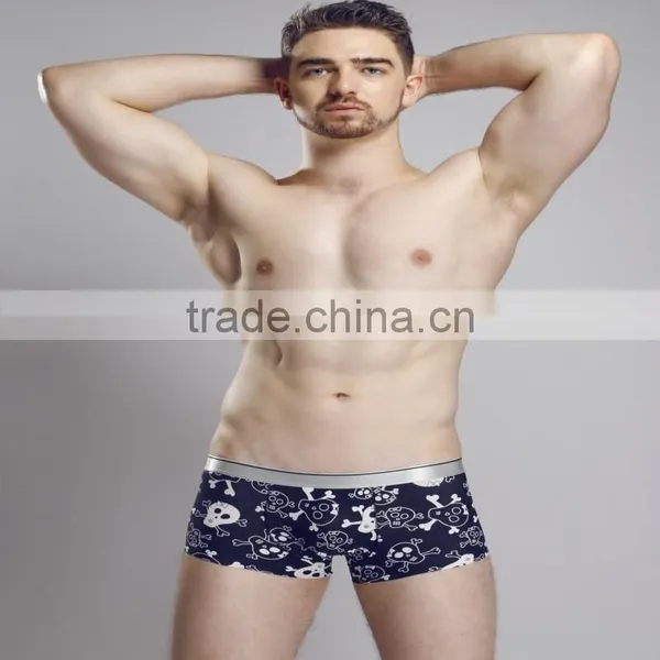 Factory Wholesale Custom Men's Skull Sexy Ice Silk Seamles Boxer Brief photo-3