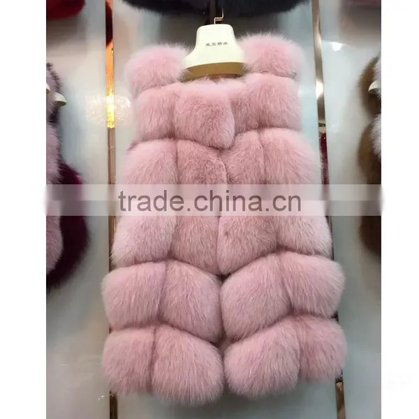 Hot Sale Fox Fur Long Vest Ladies Fox Fur Vest With Hood photo-2