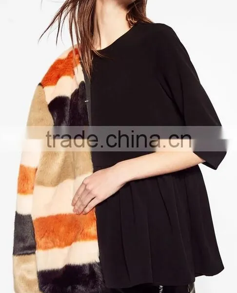 Runwaylover EY2367B 2017 Ladies Nine Point Sleeve Pure Color Blouse photo-6