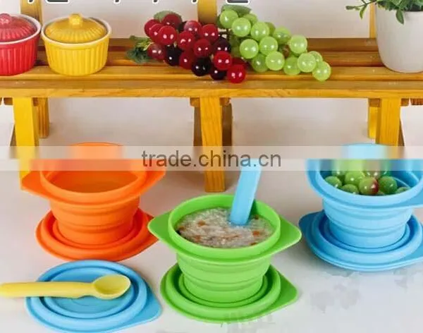 OEM, Many Colors,Silicone Baby Suction Bowls With Lid,kids Silicone Bowl photo-2