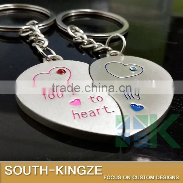Girl Boy Alluminum Alloy Half Hearts Keychain photo-2