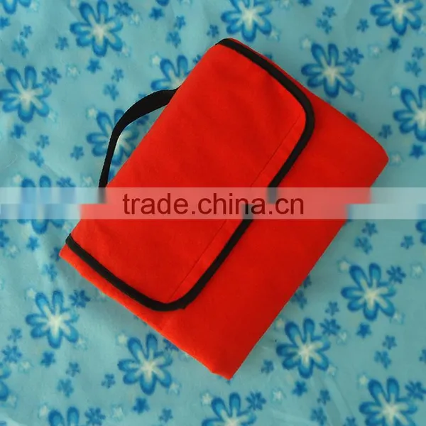 Blue Fleece Nylon Polyester With Handle Travel Waterproof Foldable Blanket photo-4