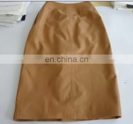 Ladies Genuine Sheep Leather Skirt With Button in Front photo-2