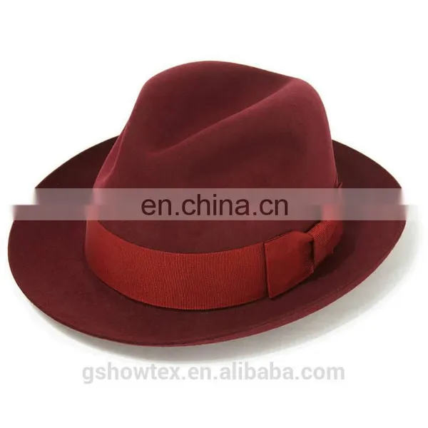 2016 New Style Wool Felt Women Red Hat Fedora