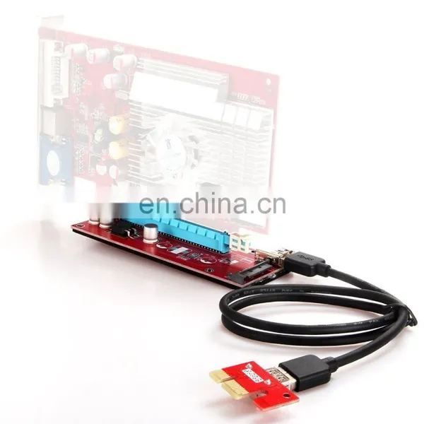 USB 3.0 PCI-E X16 Riser Card Adapter, USB3.0 PCI-E Express 1X to 16X Riser Card Adapter With SATA Power Slot Connector+USB Cable photo-2