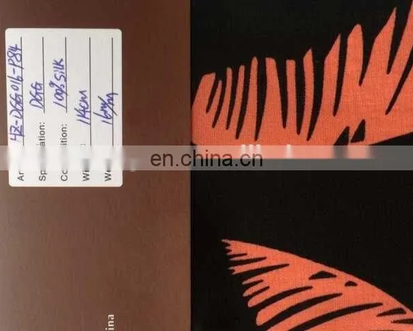 16mm 100%silk Double Ggt in Feather Print for Fashion Garment photo-3