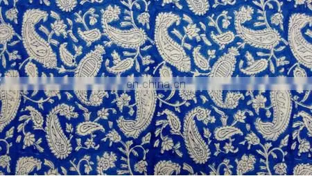 Hand Block Printed Cotton Fabric Paisley Print Indigo Fabric / Fabric / 100% Cotton Fabric photo-2