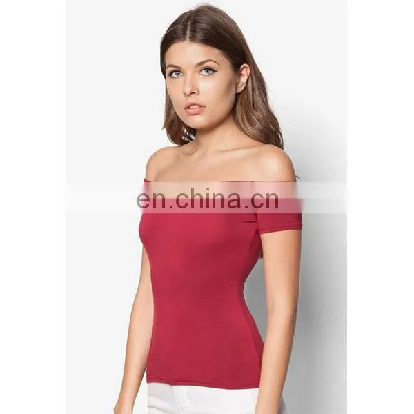 Wholesale Off Shoulder Tunic Tops Fashion Design Red Ladies Blouses & Tops photo-2