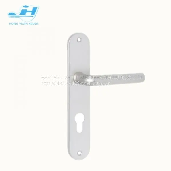 Normal Style Round Corner Plate Aluminum Door Handle With Cylinder Hole Mortise Door Lever Handle Hot Sales Door Lock Handle