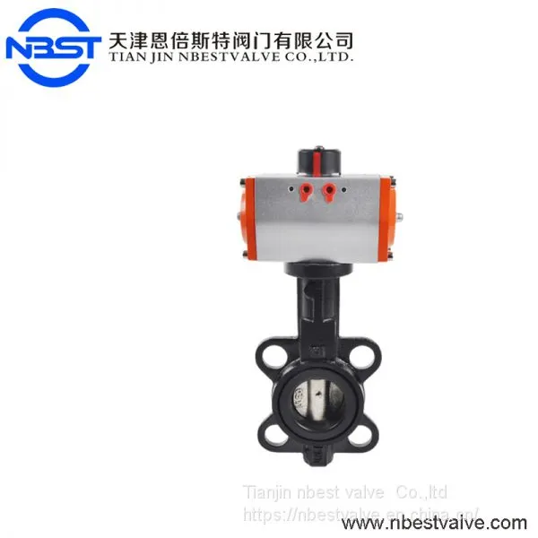Low Price DN80 Wafer Connection 3 Inch Cast Iron Pneumatic Butterfly Valve photo-2