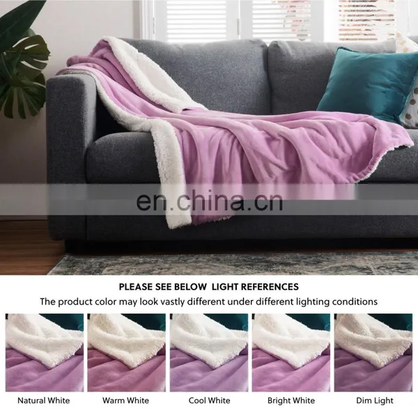 Chunky Camping Weighted Soild Llilac Colour Sherpa Blanket For Sale photo-4