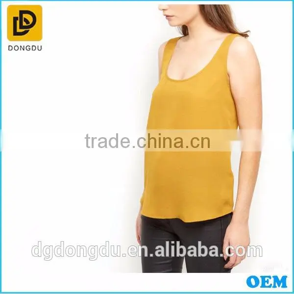 New Fashion Mustard Scoop Neck Vest Tops for Ladies photo-3