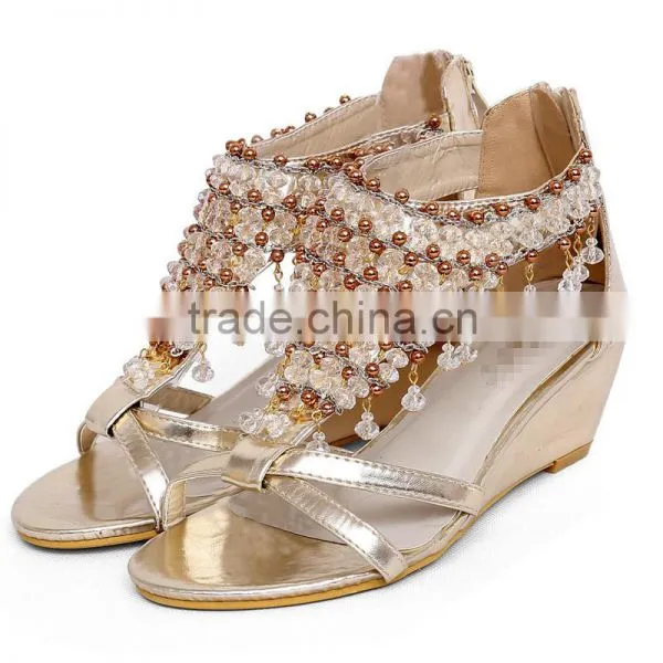 C89521A Fashion Lady Roman Sandals Wholesale Women Bohemia Beaded Shoes photo-2