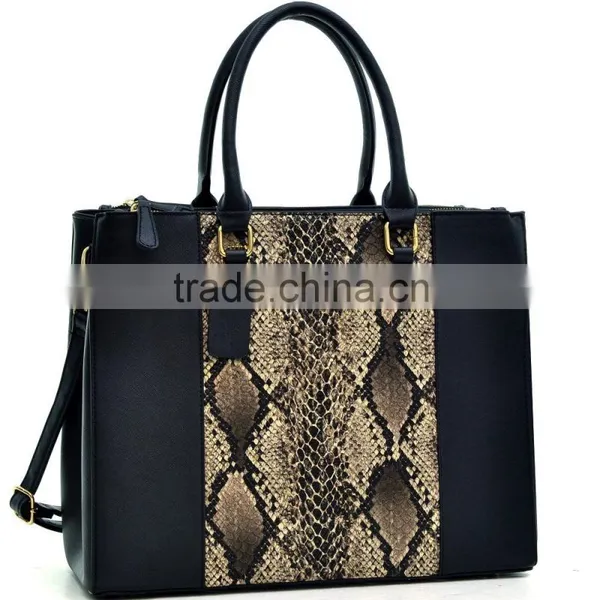 2016 Three Compartments Saffiano Leather Lady Tote Bag and Snake Print Leather Shoulder Bag With Detachable Strap photo-5