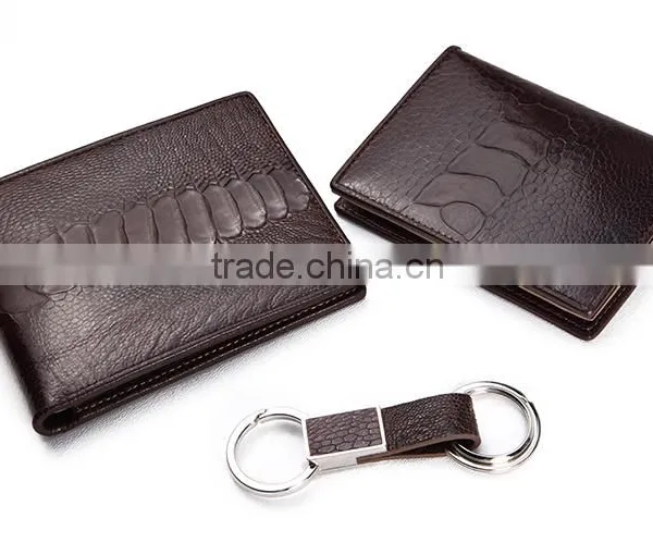 High Quality Custom Genuine Real Ostrich Leg Leather Small Wallet for Men photo-2