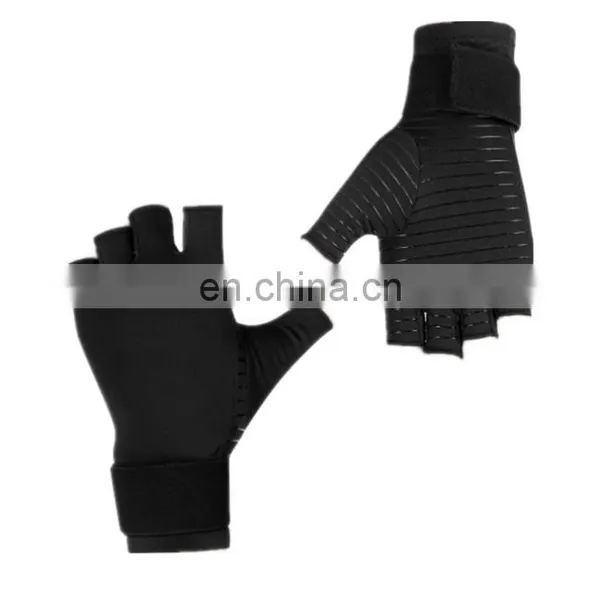 Fingerless Compression Guante With Wrist Strap Copper Infused Arthritis Glove photo-2