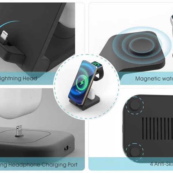 2023 Hot Selling Fast 3 in 1 Charger Stand Dock Foldable Magnetic Quick 23W Support OEM photo-3