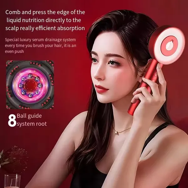2024 New High QualityRed Light Therapy Heating Massage Comb High Frequency Vibration Soothing Hair Growth Scalp Massage Brush photo-2