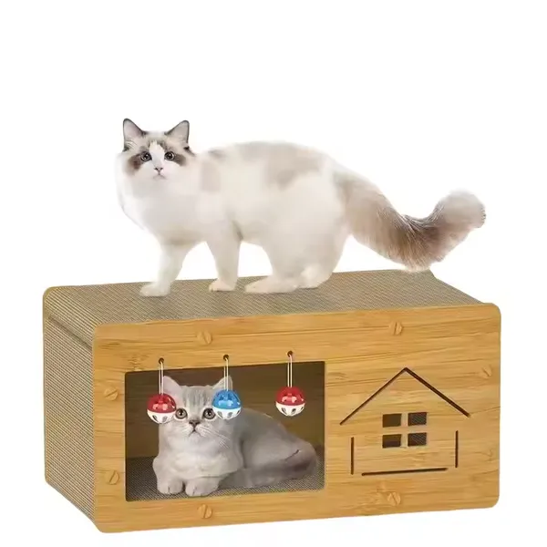 MEOW LOVE New Pet Toys Corrugated Paper Material Wear Resistant Cat Scratch Board Double Storey Cat House Pet Products photo-3