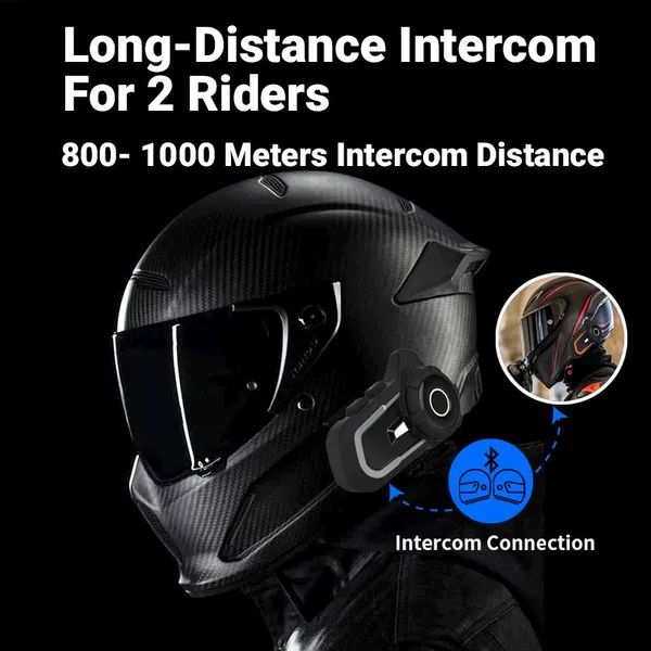 S2 Motorcycle Accessories Support 2 Riders Bluetooth Intercom System Connection 2 Mobile Phones Walkie Talkie 800 Meters Helmet Intercom Headset photo-3