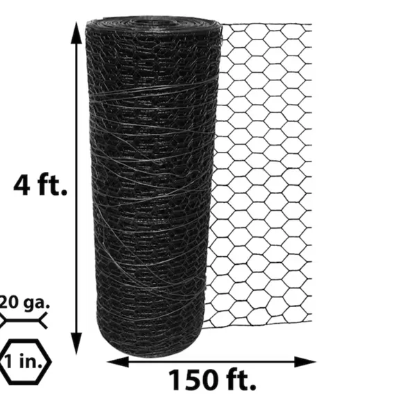 150-Feet X 4-Feet 20 Black Galvanized Steel Chicken Wire Rolled Fencing 1-in - Mesh Size Factory Direct