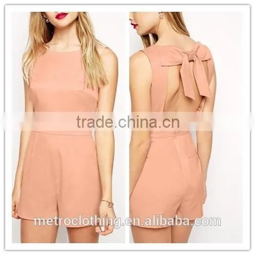 2015 China Manufacturer Customized Fashion Ladies Sexy Pink Bib-front Romper Quality Choice