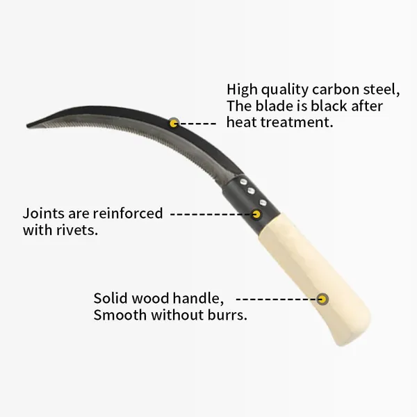 Durable Hand Sickle Made of Carbon Steel for Rice Harvesting Grass Cutting and Farm Work photo-1