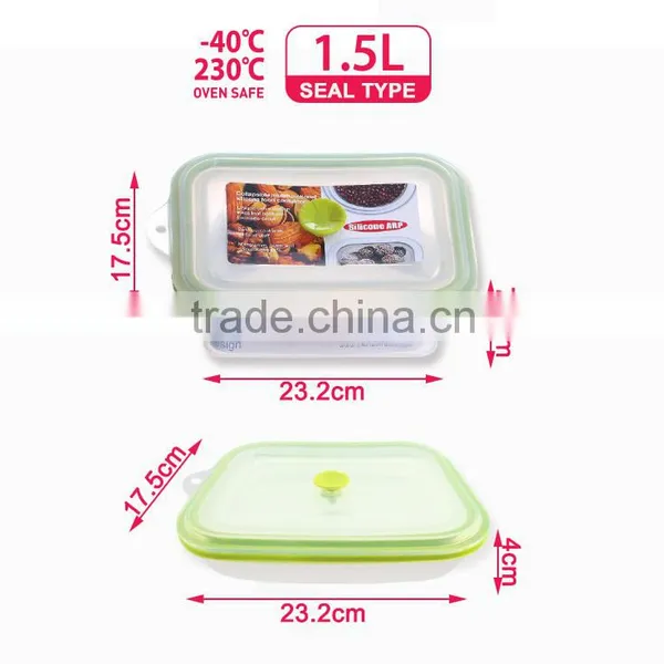 1.5L Lunch Box Foldable Silicone Food Container photo-3