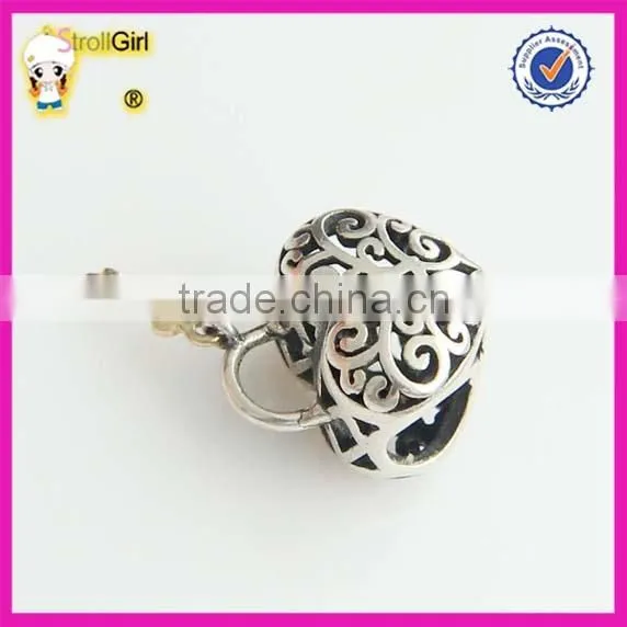 Love Heart Charm 925 Sterling Silver Key and Lock Charm Beads Jewelry Finding photo-2