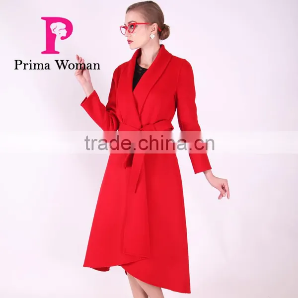 2016 New Design Spring Women Length Slim Fit Wool Coat With Belt photo-3