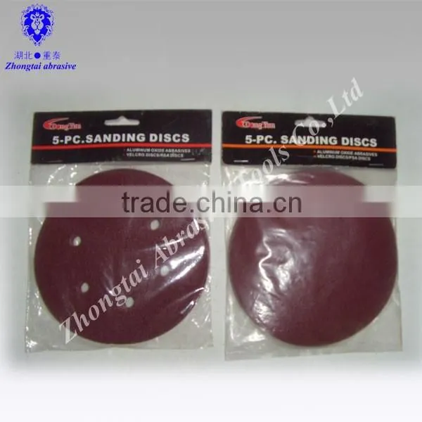 Manfacture OEM Round Red Aluminium Oxide Sand Paper With Hook and Loop photo-2