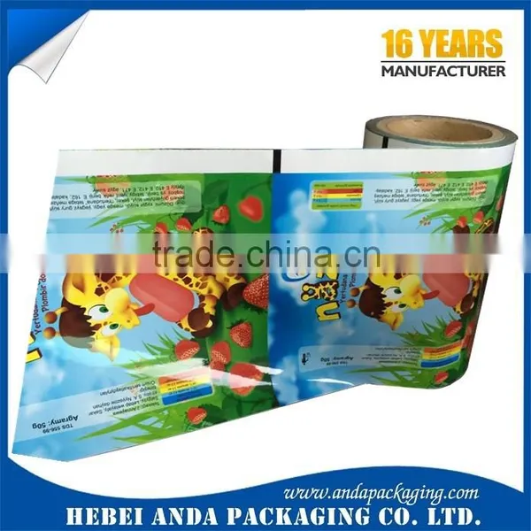 BPA Free Opaque Plastic Popsicle Packaging Film in Roll/Custom Design Flexible Ice Popsicle Packaging Roll Film photo-3