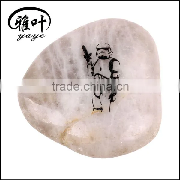 Wholesale Customized Engraved Black Letter Pebbles Natural River Stones Fans Souvenir photo-2