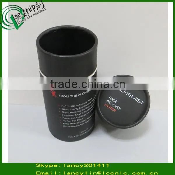 Medium Size Round Black Cardboard Paper Tube for Socks