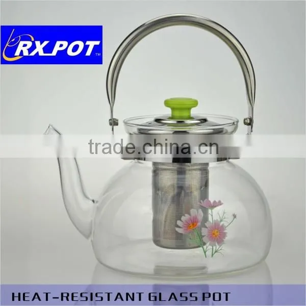 2016 New Design Gifted High Quality Borosilicate Pyrex Glass Tea Pot With Stainless Steel Infuser 1500H photo-4