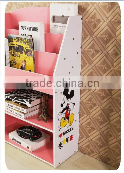 Wooden Library Bookshelf Children Bookcase Kids Home Furniture Decorative Shelf photo-2