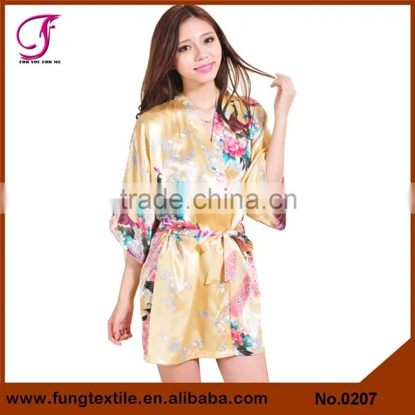 0208 Short Hot Sale Product Silk Robe for Wedding photo-5