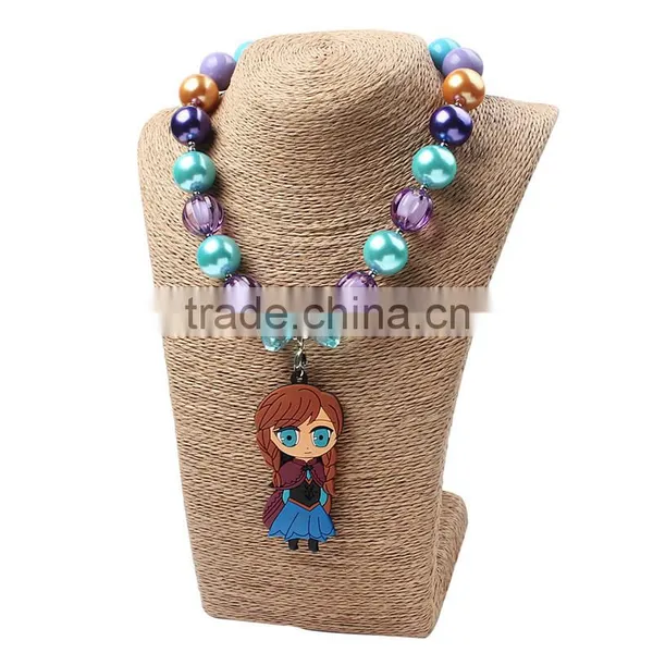 Flower Pearl Necklace With Girls Doll and Lace Bowknot Hairband for Girl Pearl Boutique Baby Girl Necklace photo-6