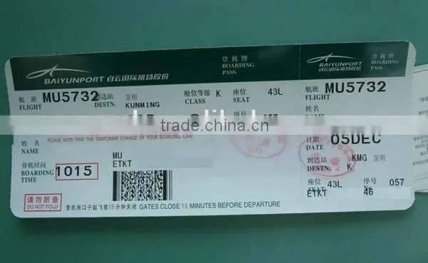 Airline Thermal Paper Boarding Passes Tickets Printed photo-4