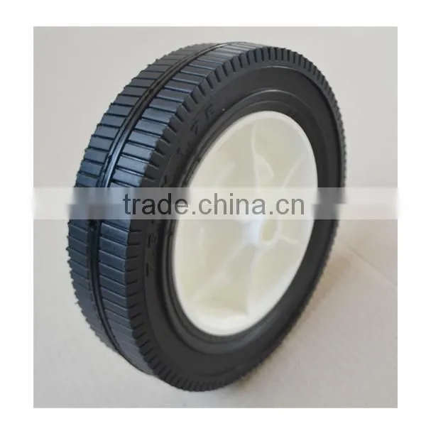 Semi Pneumatic Rubber Wheel 7.5x1.75 Bar White Plastic Rim