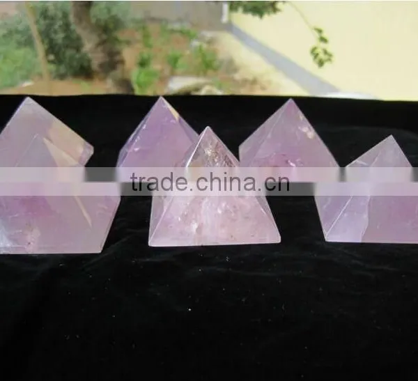 Natural Rock Pink Quartz Cut Crystal Pyramid photo-2