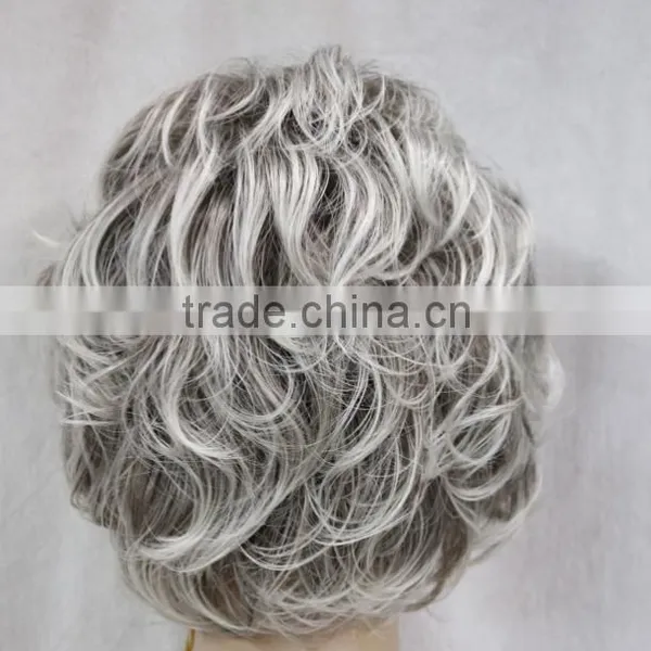 Fashion Beauty Brown & Grey Mixed Curly Women N542 photo-3