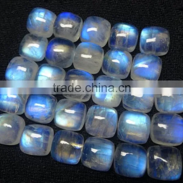 Rare Cushion Cut Blue Flashy 10x10 mm Natural Rainbow Moonstone photo-3