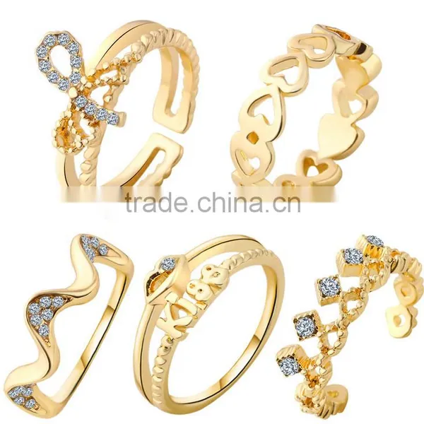 New Design Gold Finger Ring With Diamond Promotional Shinny Silver Rings Knuckles photo-2