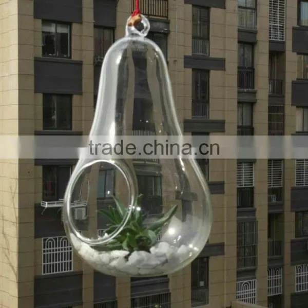 Wholesale Clear Pear Shape Glass Vase Landscape Bottle Hanging photo-3