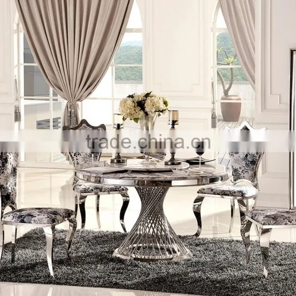 TH381 Hot Sale Modern Marble Stainless Steel Dining Table photo-2