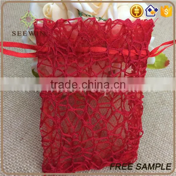 Christmas Drawstring Small Organza Mesh Floral Bag photo-4